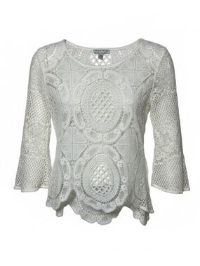 Alberto Makali White Lace Crochet Top